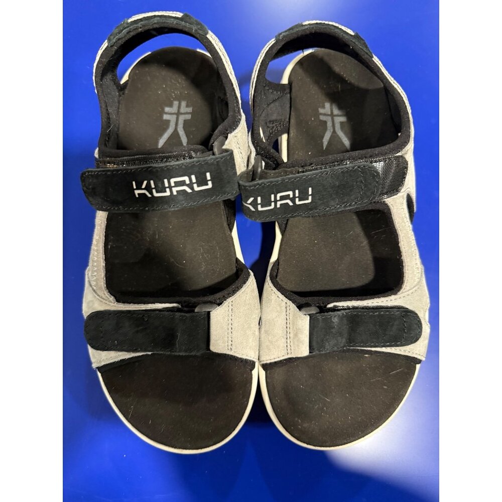 Kuru Tread Adjustable Strapped Black & Gray Sandals Size 10 Comfortable Walking